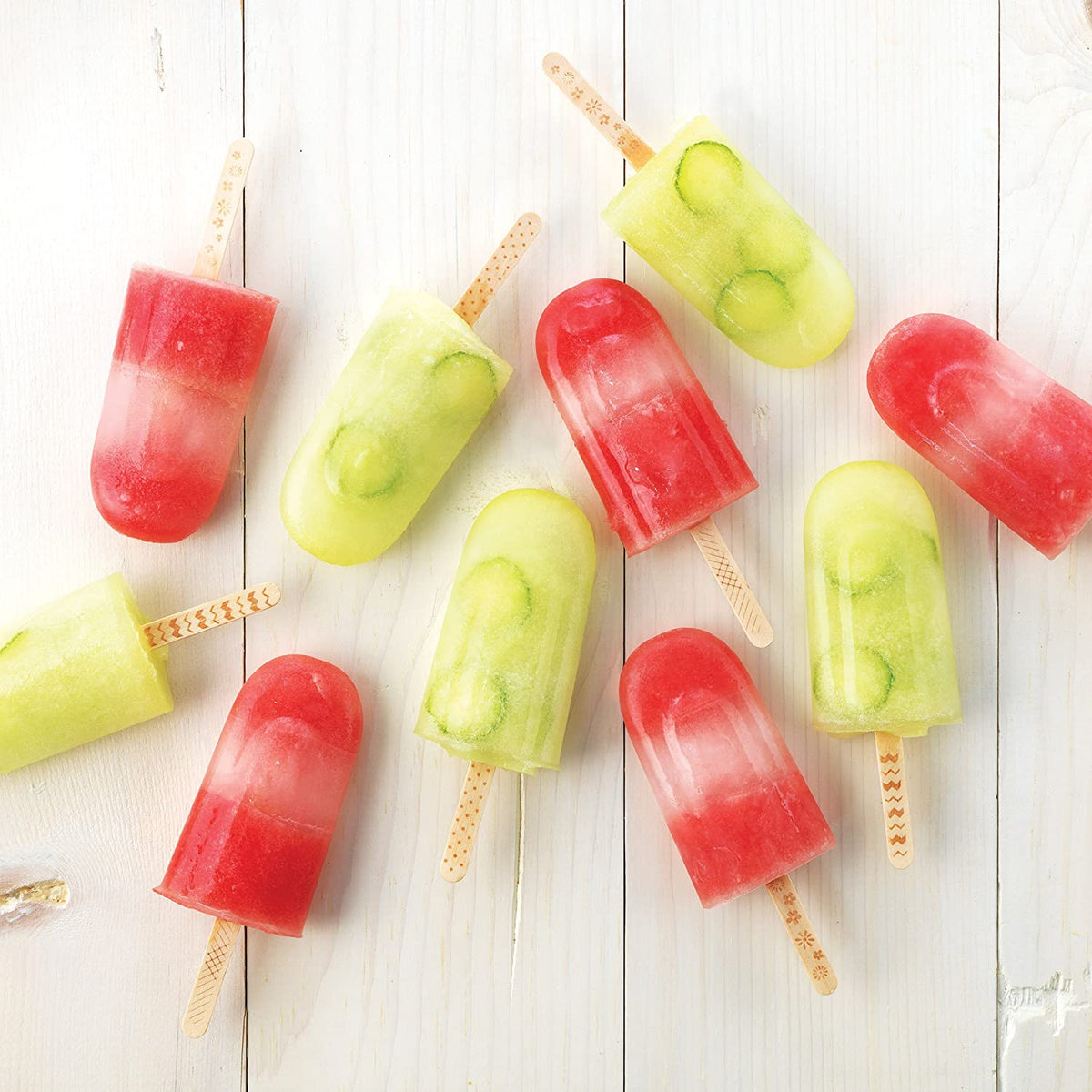 50 palitos de madera con patrón para helado