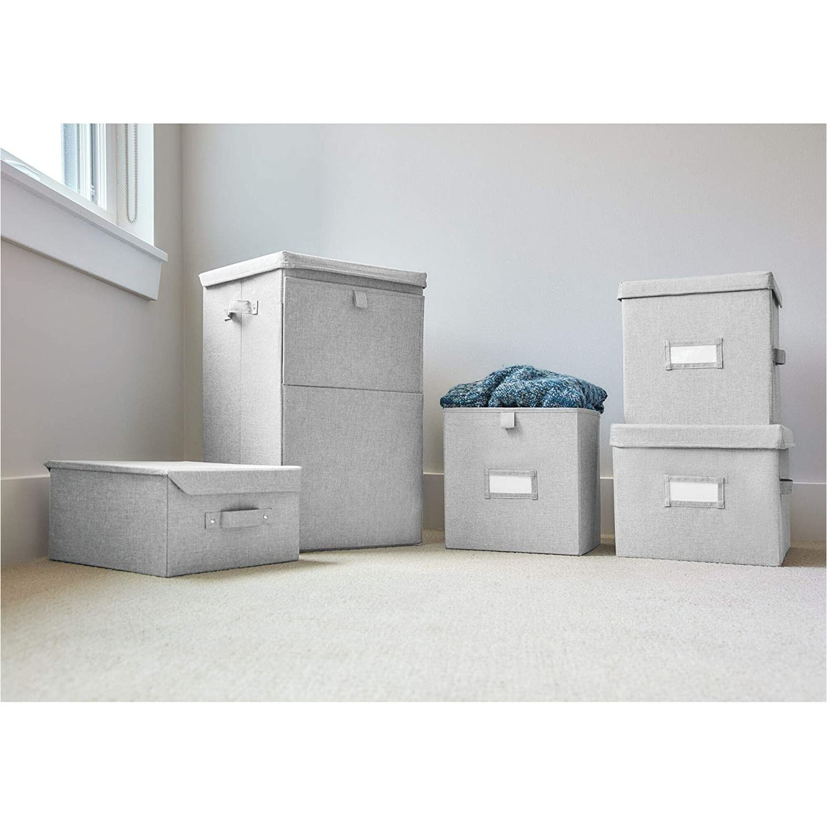 Cesto de ropa apilable gris