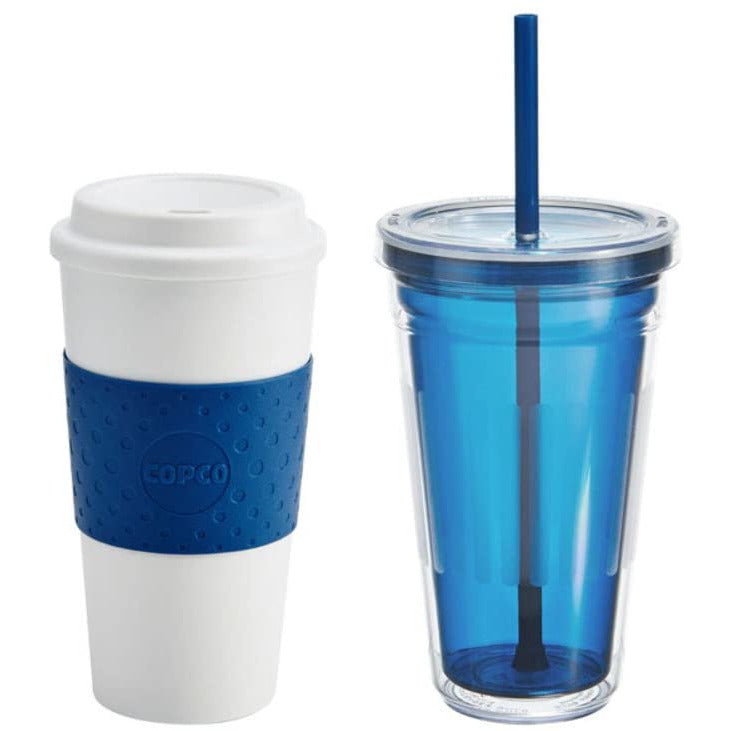 Vaso térmico doble pared caliente y frío, azul, 16 oz