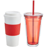 Vaso térmico doble capa caliente-frío de 473 ml, rojo