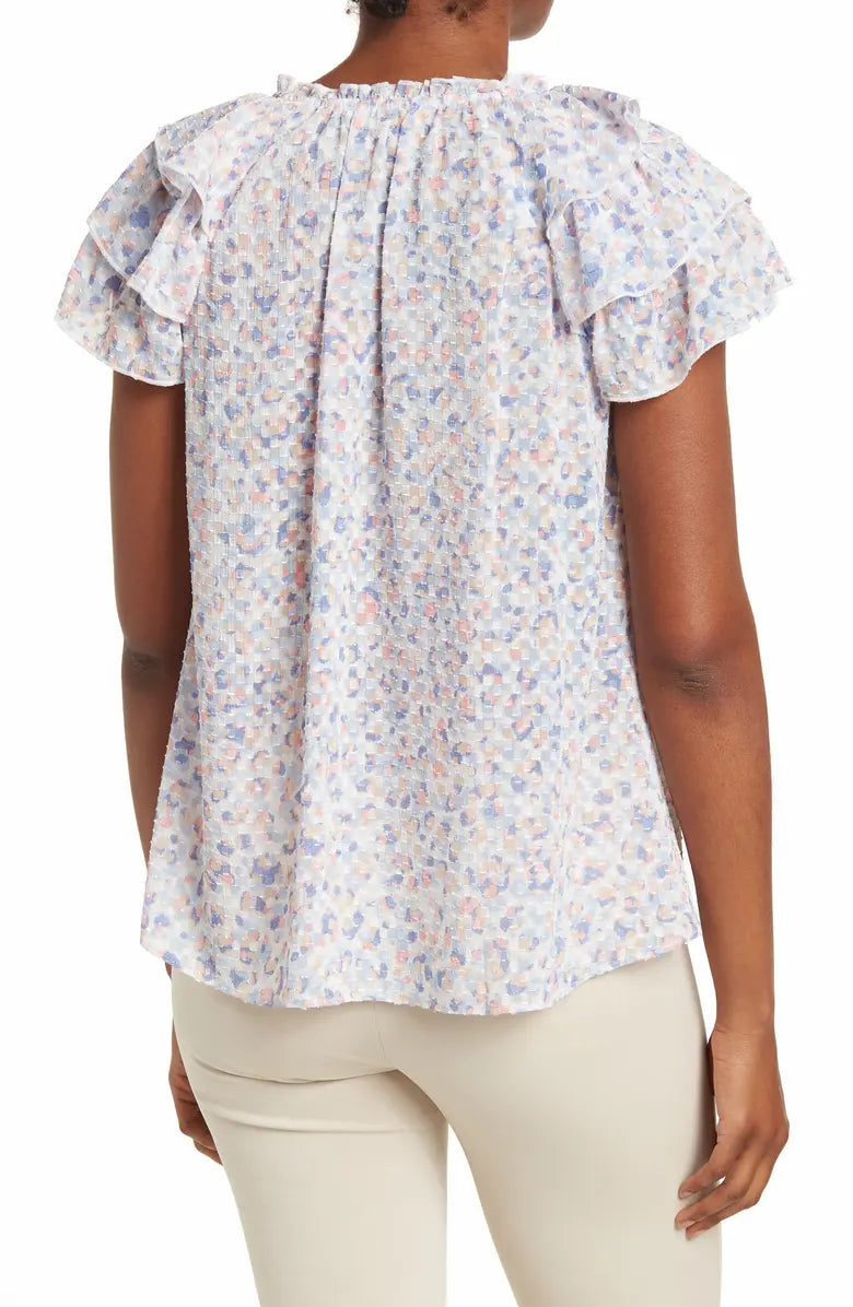 Blusa Blanca con Estampado de Orquídeas - Nanette Lepore