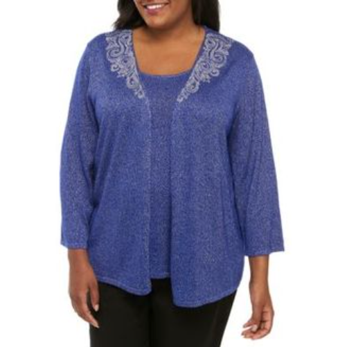 Ruby Rd - Blusa Azul con accesorios de metal