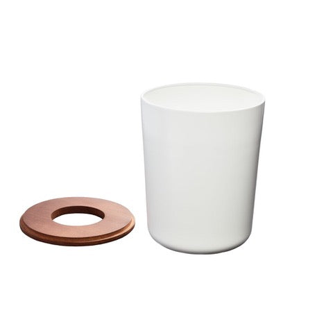 Bote blanco con tapa de madera de Paulownia