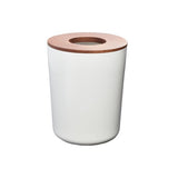 Bote blanco con tapa de madera de Paulownia