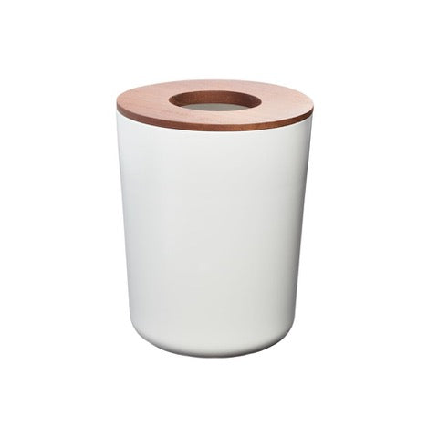 Bote blanco con tapa de madera de Paulownia