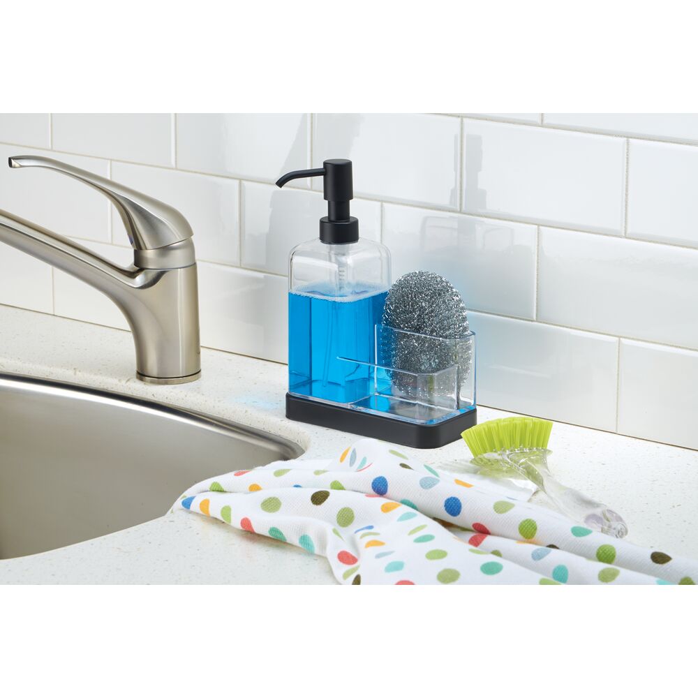 Forma 2 Soap & Sponge Caddy Matte Black/ Clear