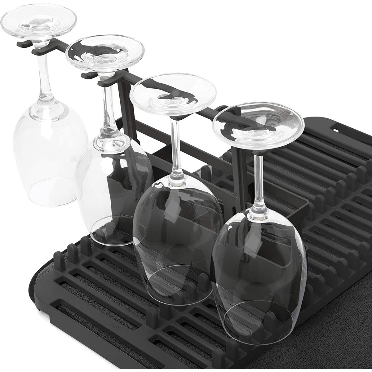 ESCURRIDOR DE PLATOS UDRY CON SOPORTE PARA COPAS NEGRO