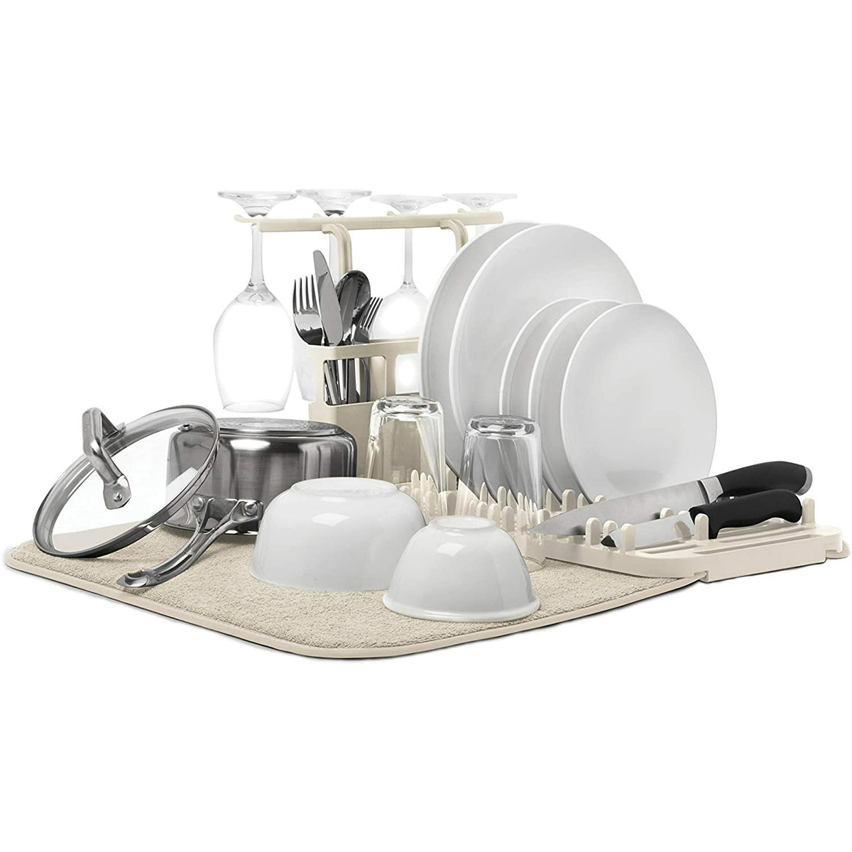 UDRY DISHRACK W / DRY MAT & steamware holder- linen