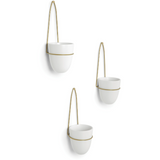 TRIA SET OF 3 PLANTER WHITE / BRASS