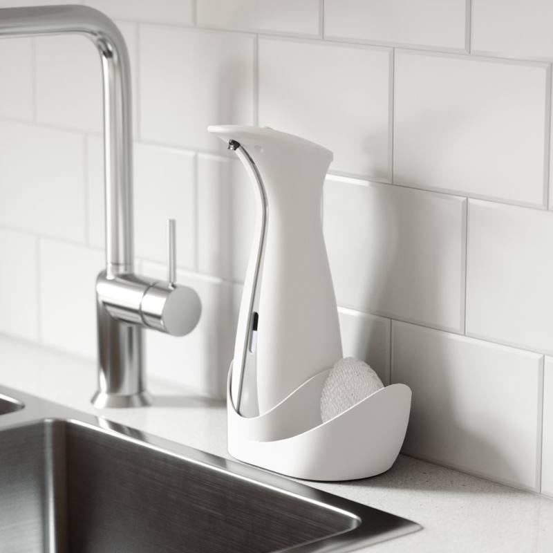 DISPENSADOR DE JABÓN AUTOMÁTICO OTTO CON CESTA BLANCO