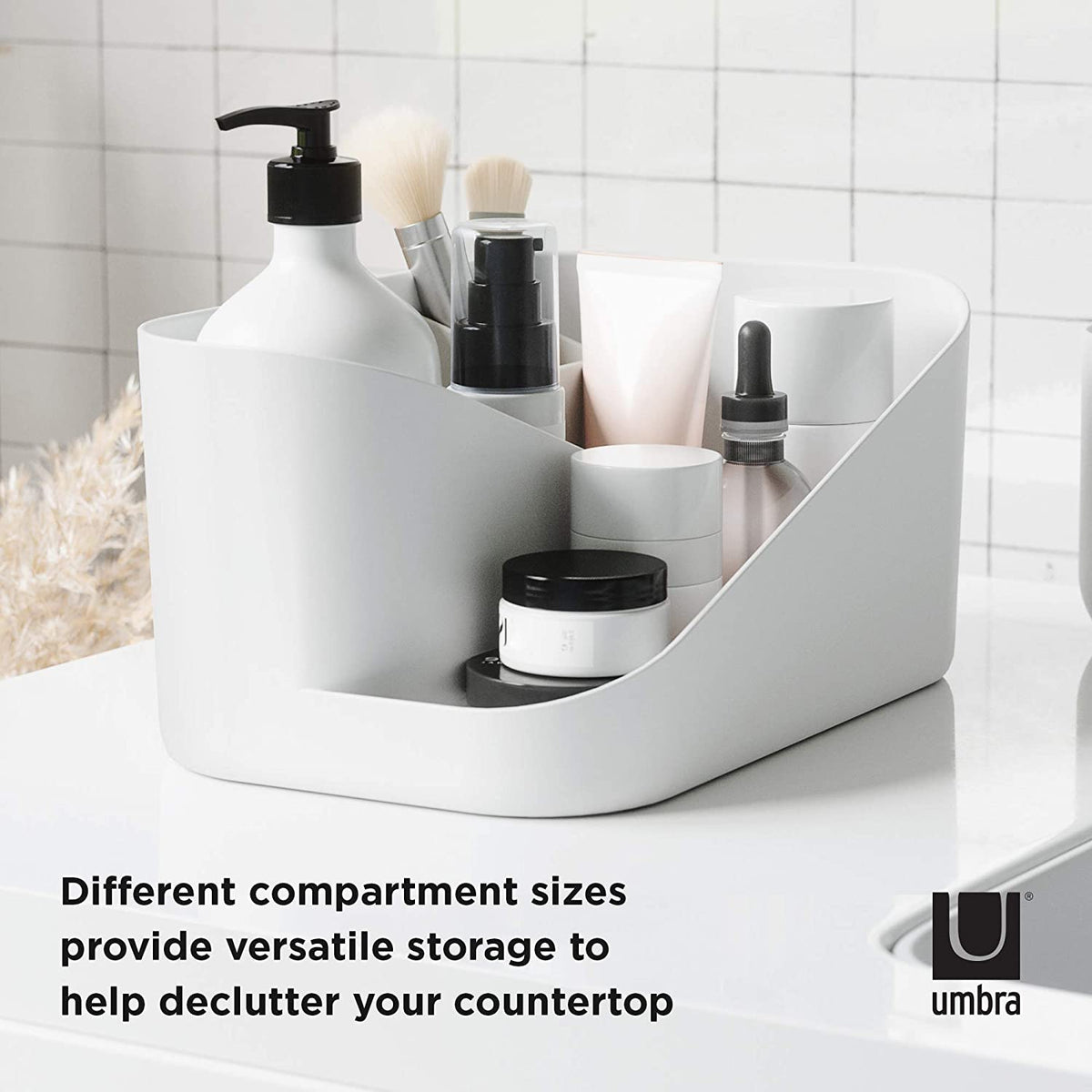 ORGANIZADOR DE COSMÉTICOS GLAM BLANCO Y GRIS