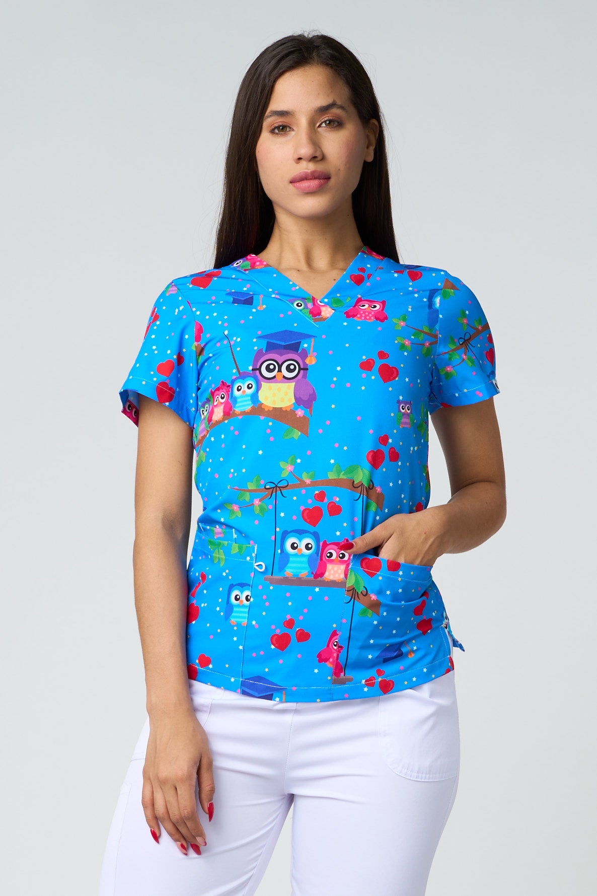 CAMISAS ESTAMPADAS CON BÚHO DE FONDO AZUL