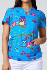 CAMISAS ESTAMPADAS CON BÚHO DE FONDO AZUL