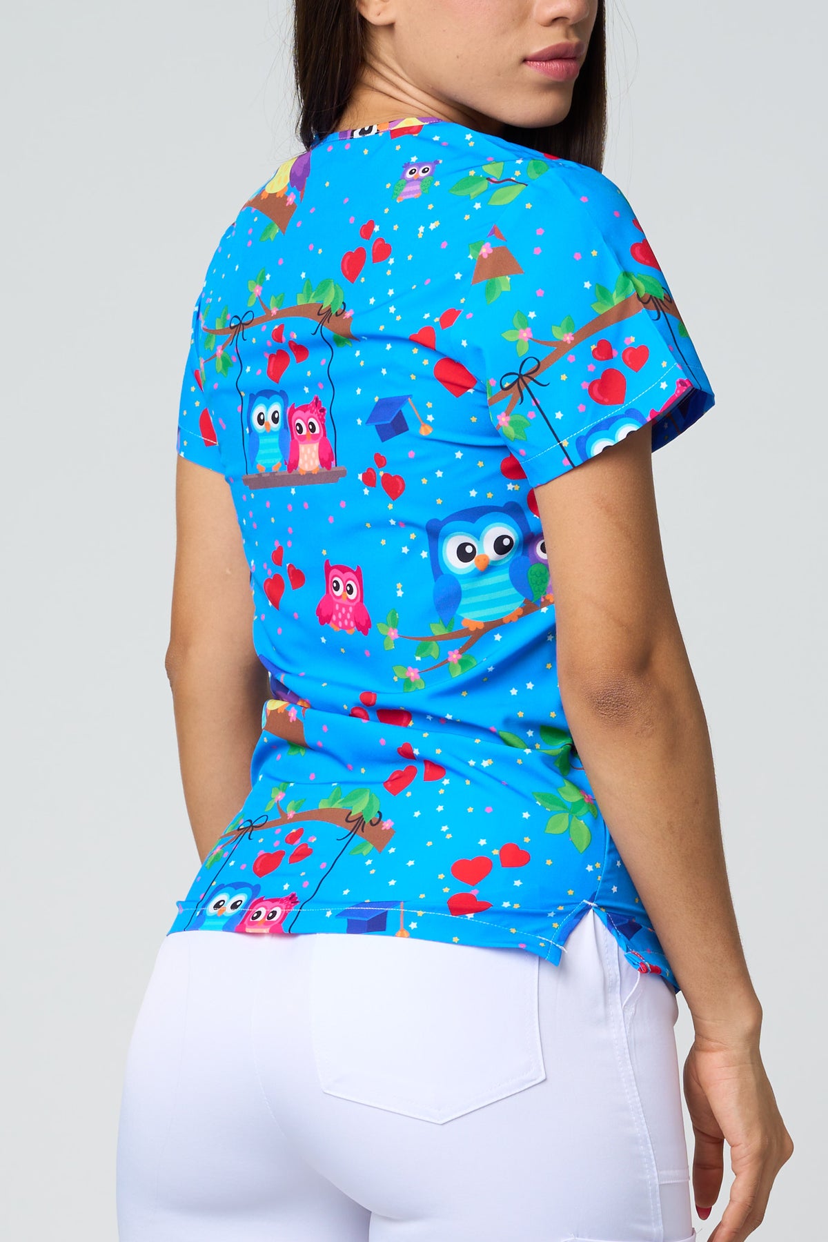CAMISAS ESTAMPADAS CON BÚHO DE FONDO AZUL