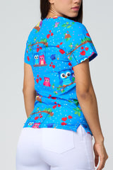 CAMISAS ESTAMPADAS CON BÚHO DE FONDO AZUL