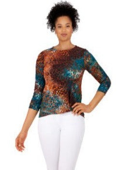 BLUSA VERDE AZULADO MULTICOLOR - RUBY RD