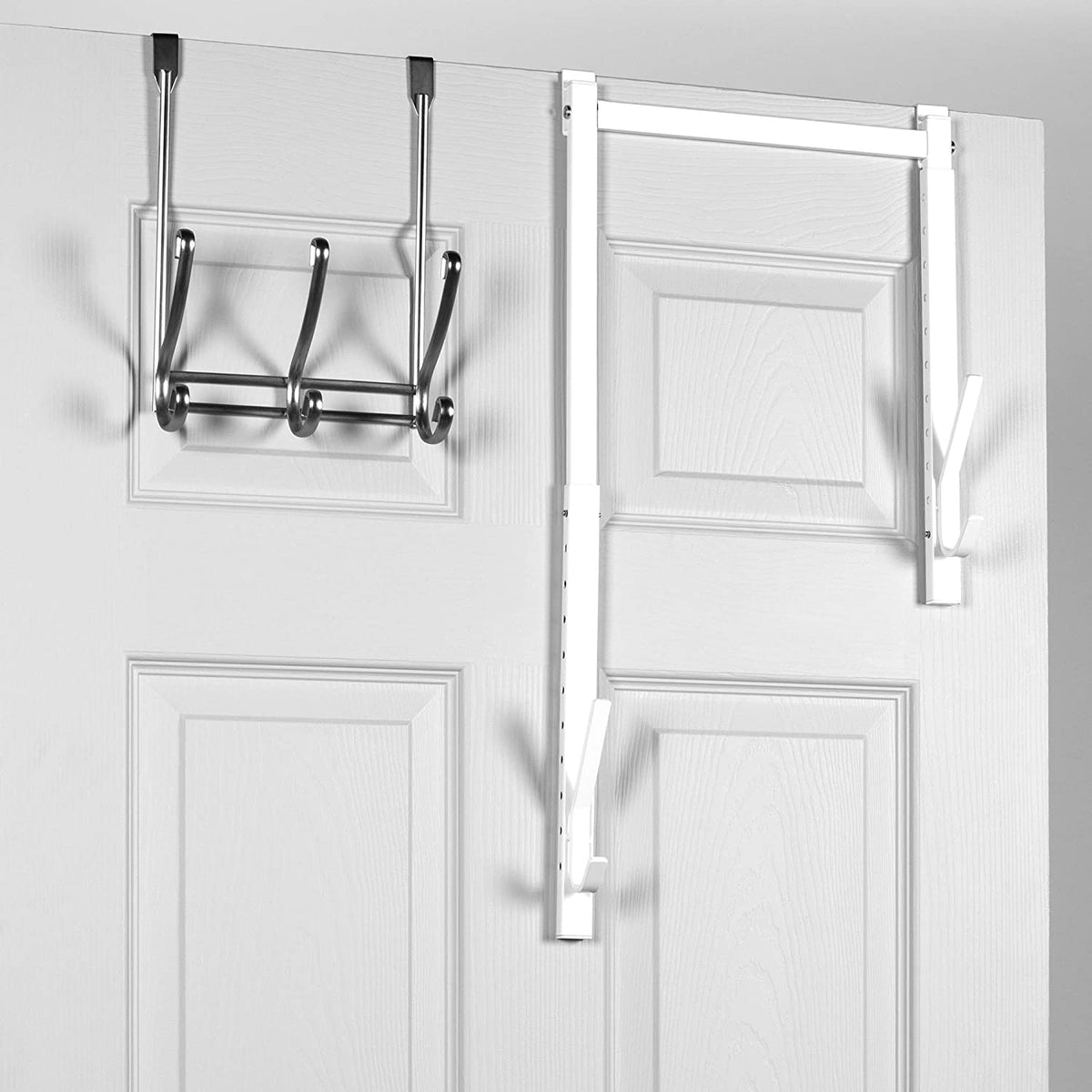 Gancho blanco ajustable para puerta (OTD) 12" x 4" x 14.5"-24.5" (altura)