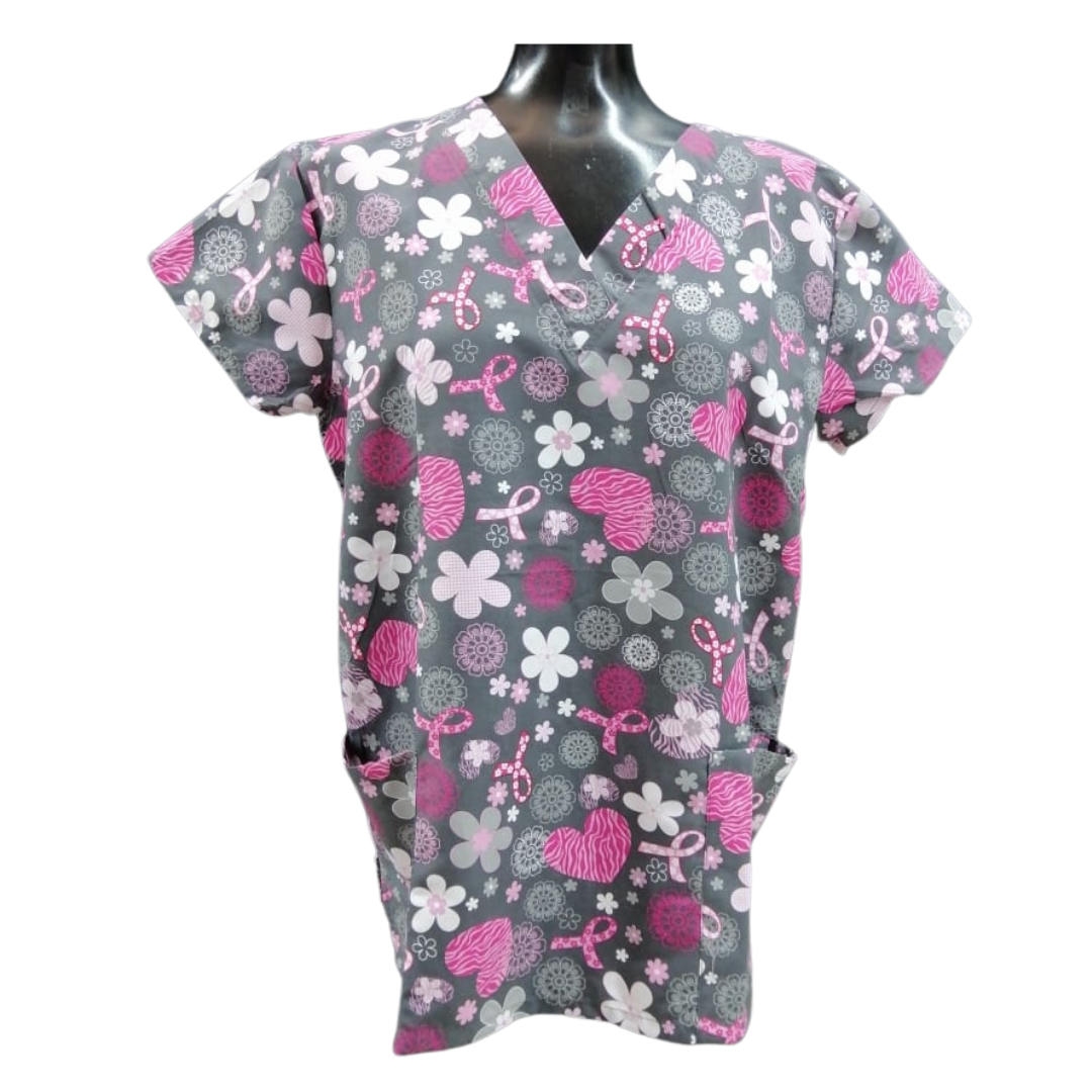 Camisa Estampada Gris/Rosa