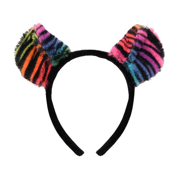 Neon Rainbow Tiger Ears Headband