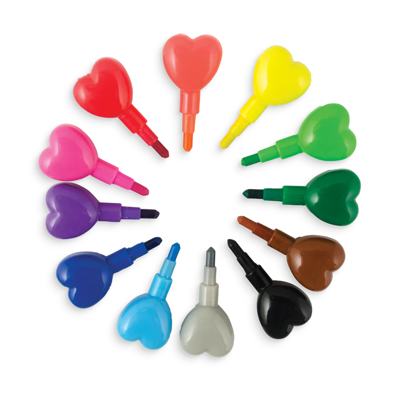 Corazones apilables crayones