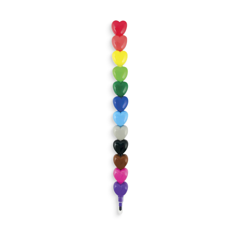 Corazones apilables crayones