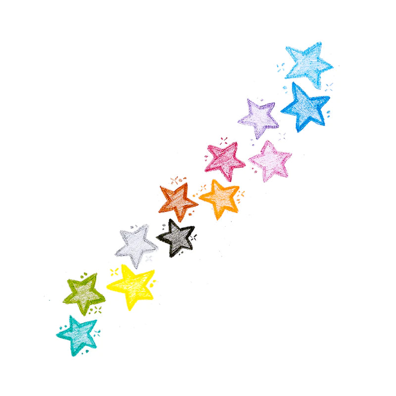 pila de estrellas apilando crayones