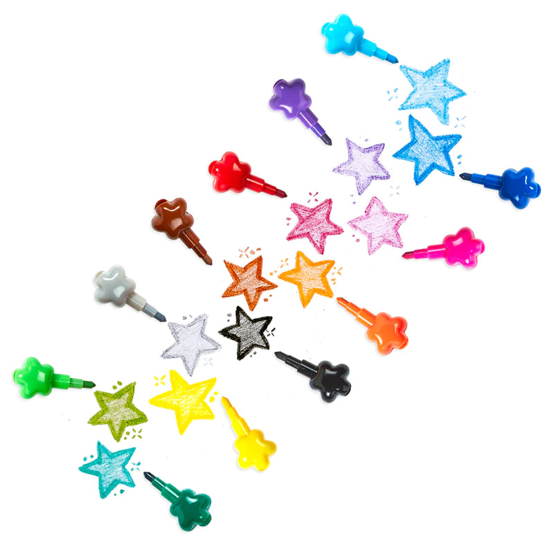 pila de estrellas apilando crayones