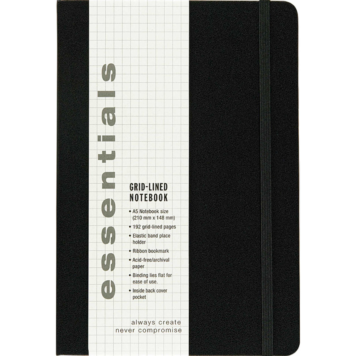 Essentials cuaderno de líneas cuadriculadas negro lg