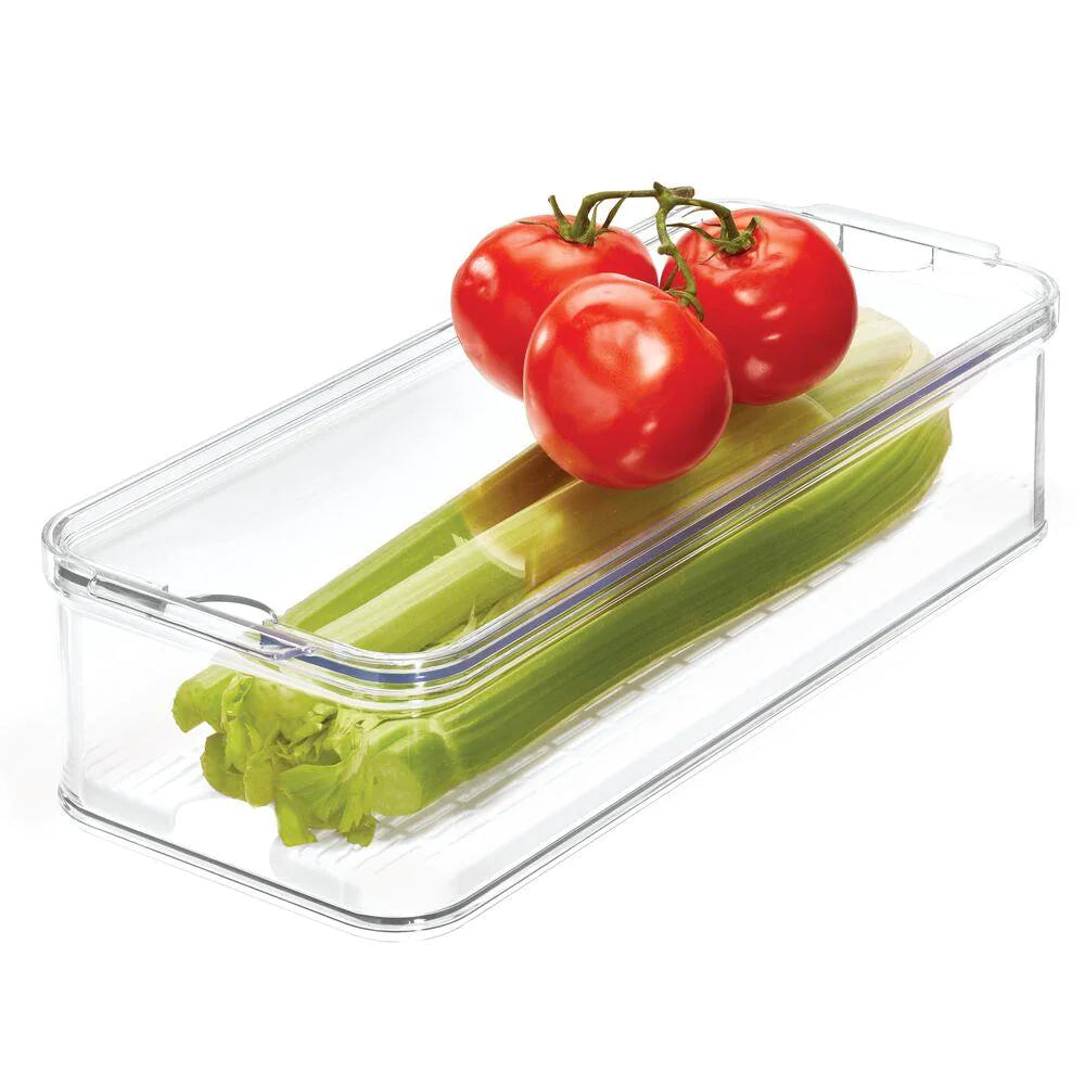 Contenedor transparente con bandeja de drenaje