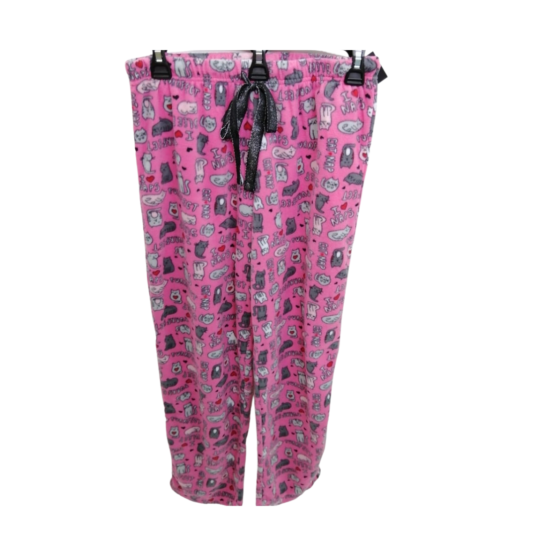 Pantalón de pijama rosa con estampado de gatos