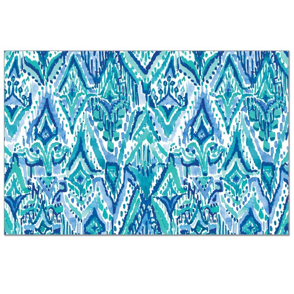MANTELES INDIVIDUALES DE PAPEL JUEGO DE 24 PIEZAS - IKAT VERDE AZULADO