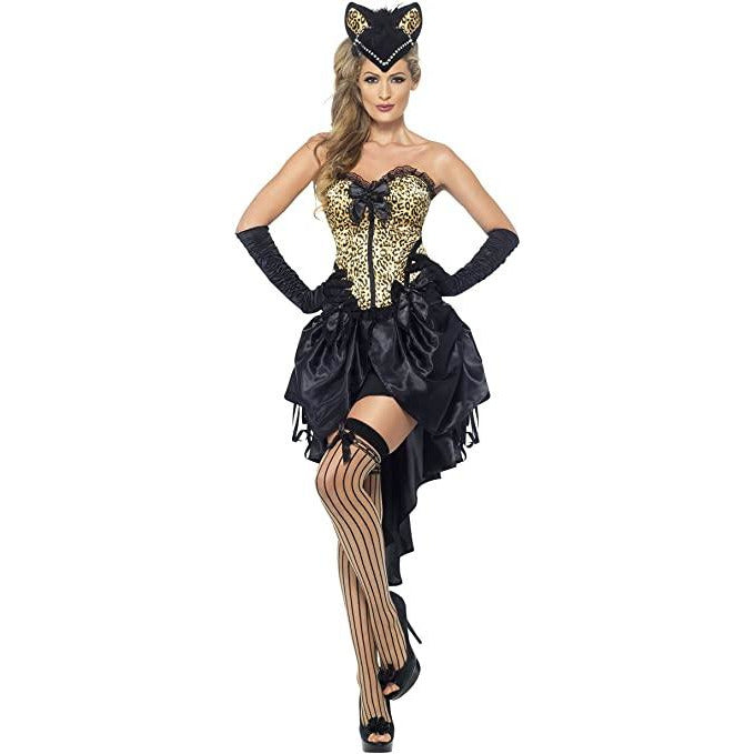 Gatita burlesca con corsé y falda