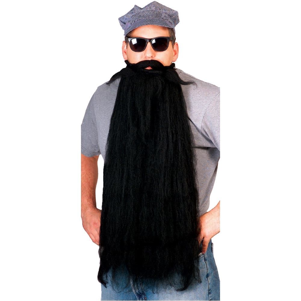 Barba y Bigote Largos Negros de 63,5 cm