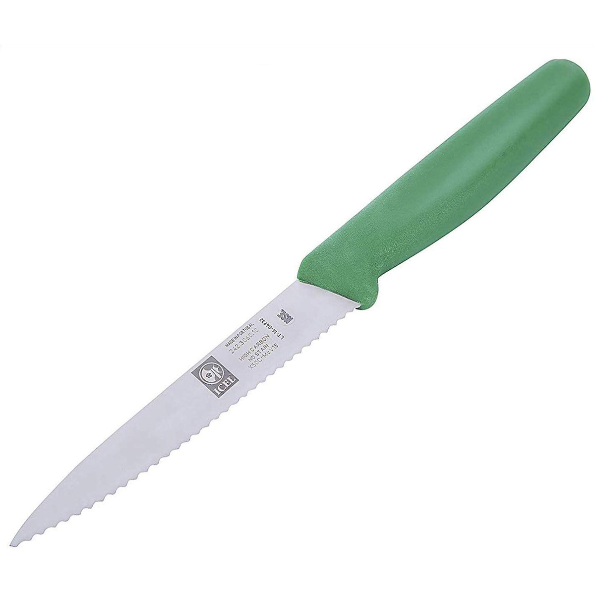 Cuchillos de pelar dentados verdes de 4"
