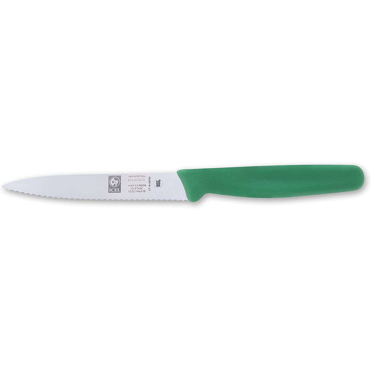 Cuchillos de pelar dentados verdes de 4"