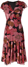 Vestido midi floral asimétrico con manga con volantes
