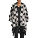 Poncho a cuadros negro, gris y blanco