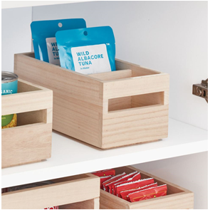 Organizador de paquetes con asa de madera de 10 x 5 x 4,25" Natural