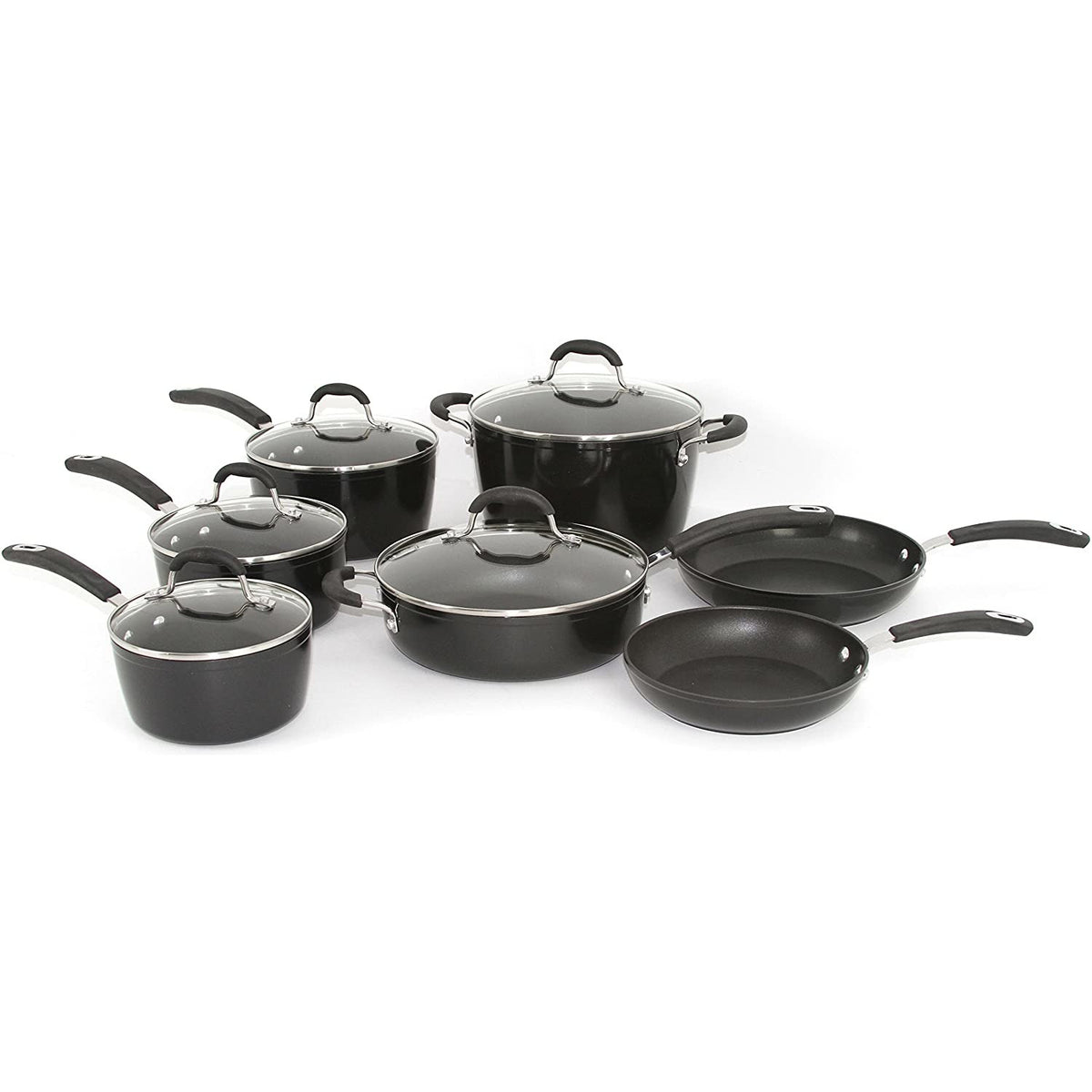 Juego de batería de cocina de aluminio forjado de 12 piezas