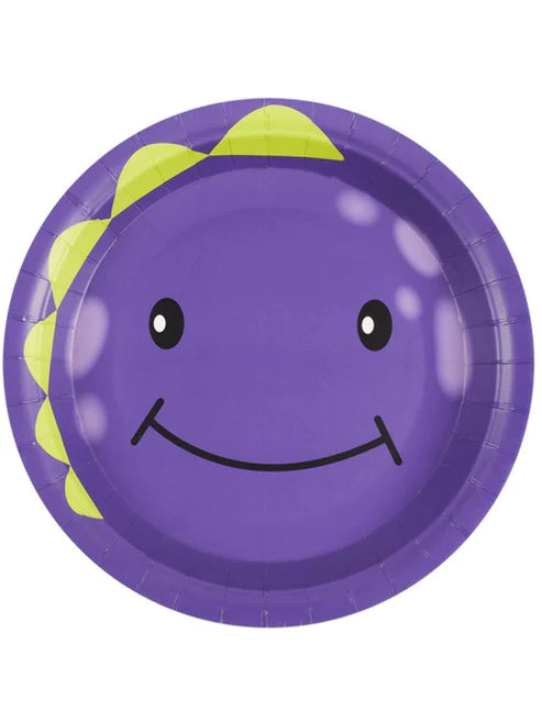 Vajilla de Halloween, Platos de Papel de Monstruos, Morado x8