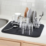 Alfombrilla de cocina iDry monocromática (negra/blanca) sólida - Extragrande 24" x 18"