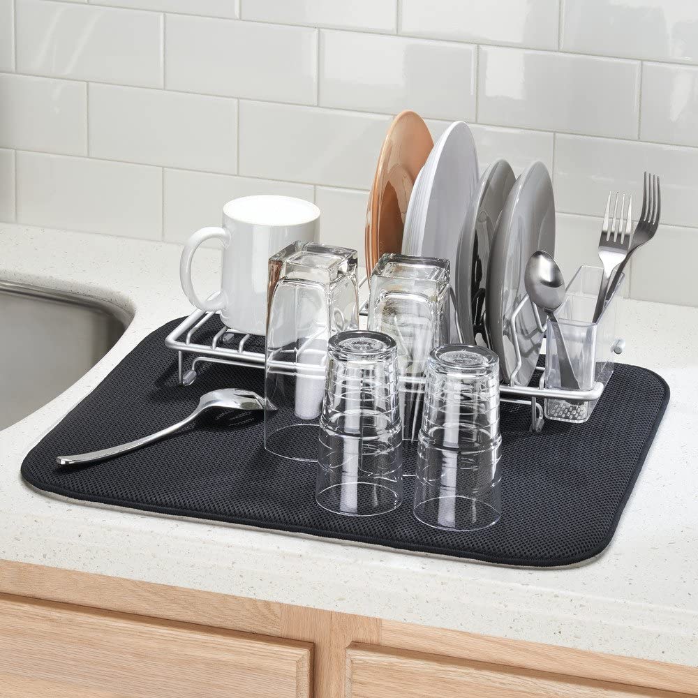 Alfombrilla de cocina iDry monocromática (negra/blanca) sólida - Extragrande 24" x 18"