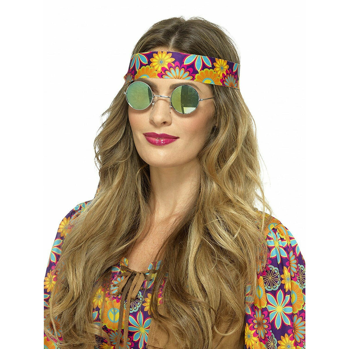 Gafas estilo hippie con cristales de espejo verdes y azules