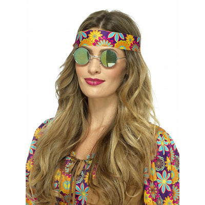 Gafas estilo hippie con cristales de espejo verdes y azules