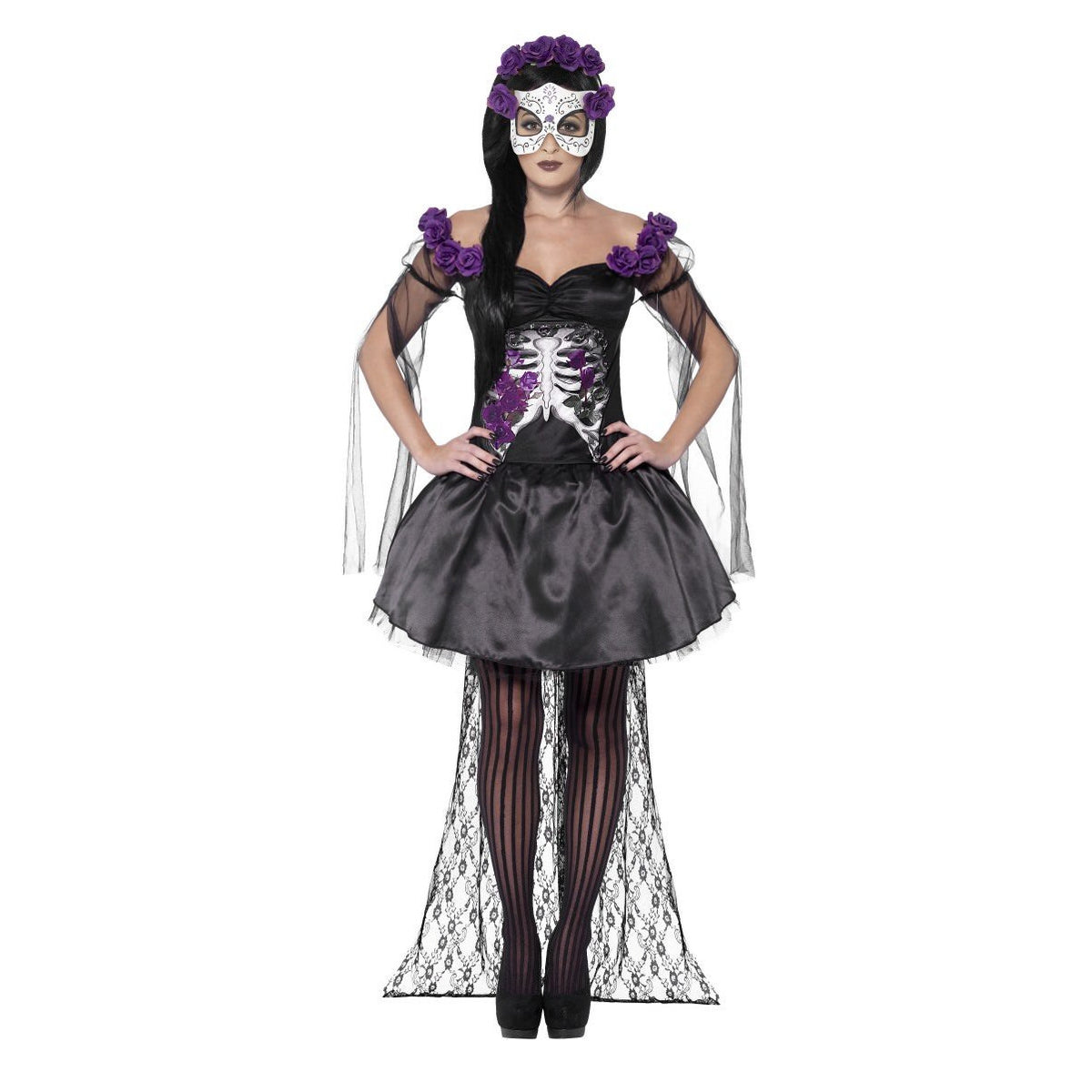 Disfraz de señorita del Día de Muertos negro