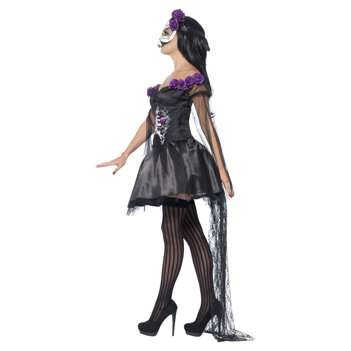 Disfraz de señorita del Día de Muertos negro