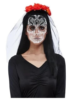 Diadema y velo del Día de Muertos para mujer