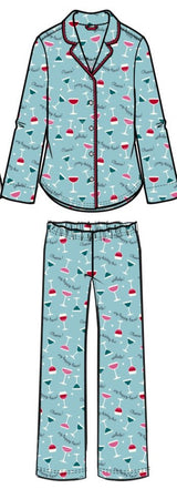 Notch long pajama set aqua