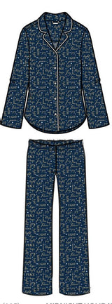 Pijama largo de muesca Midnight