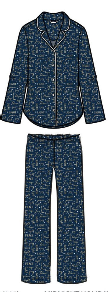 Pijama largo de muesca Midnight